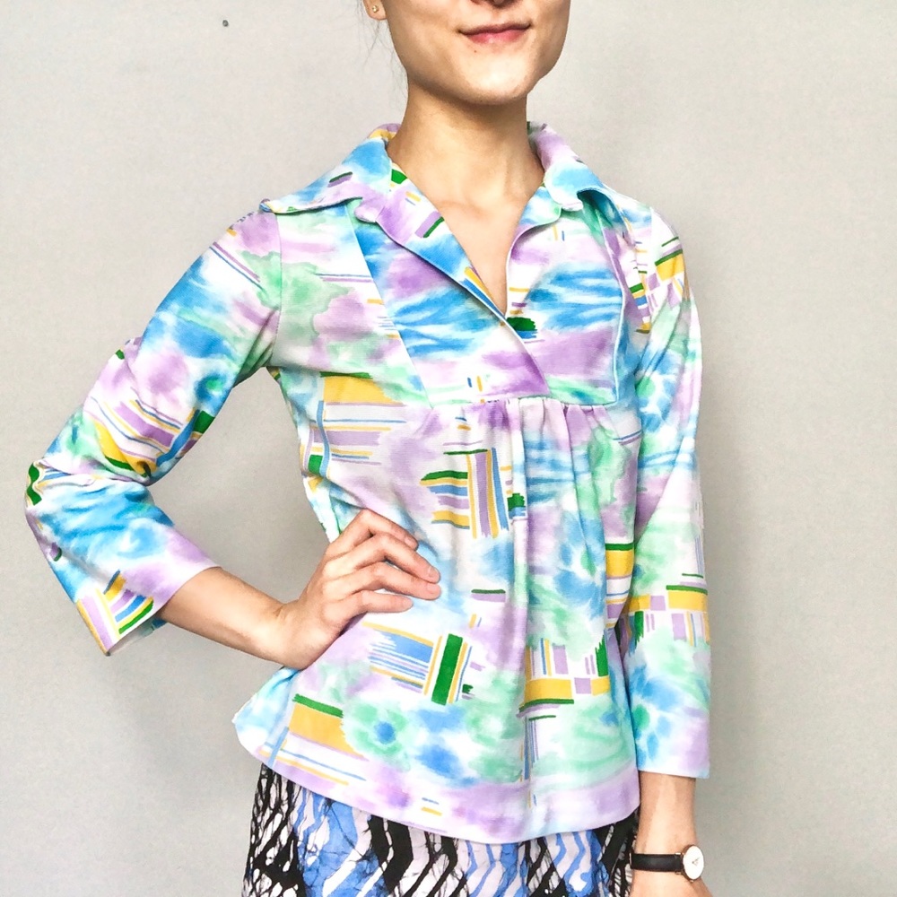 Vintage pastel watercolor top